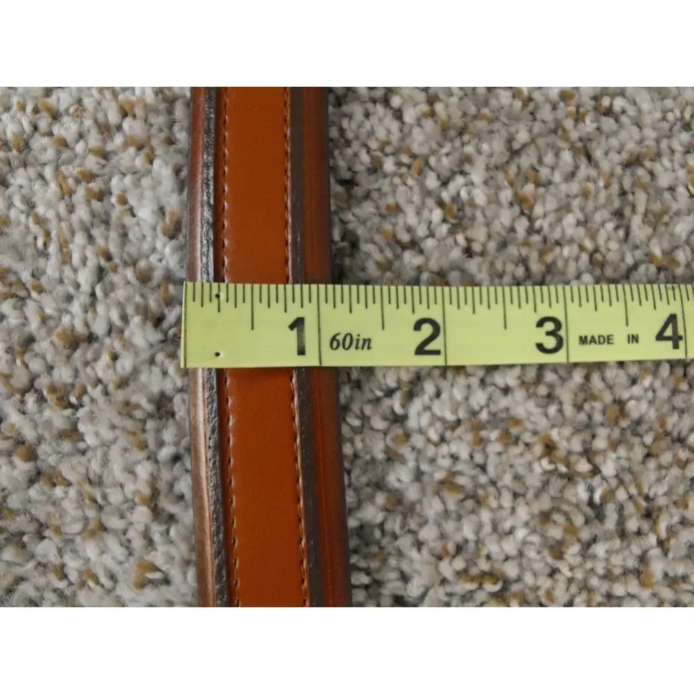 Florsheim 5-2096 Cognac Leather Belt Double Ribbed Sz 34 Classic Dress